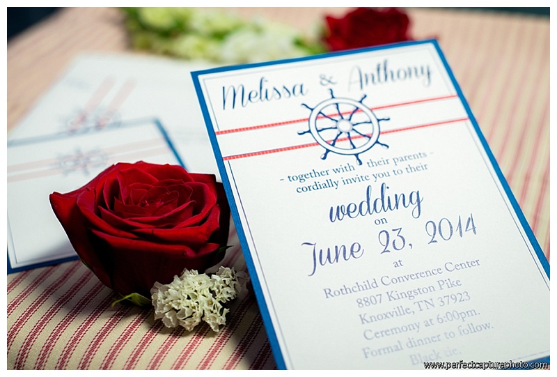 Nautical Invitation with red white and blue